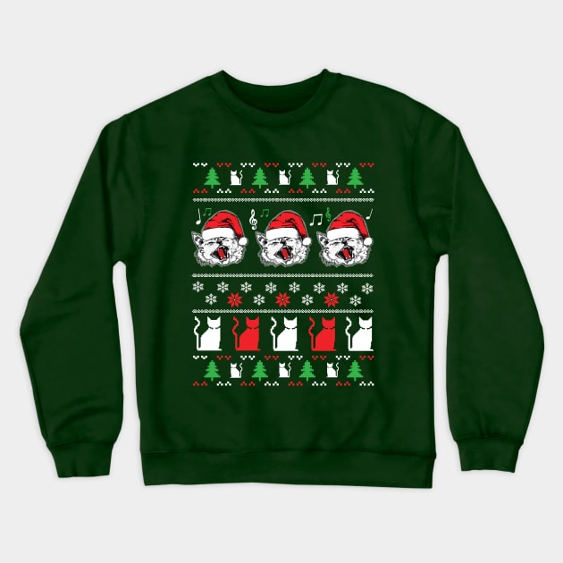 Funny Christmas Sweater Cats for Cat Owners Crewneck Sweatshirt by HungryDinoDesign